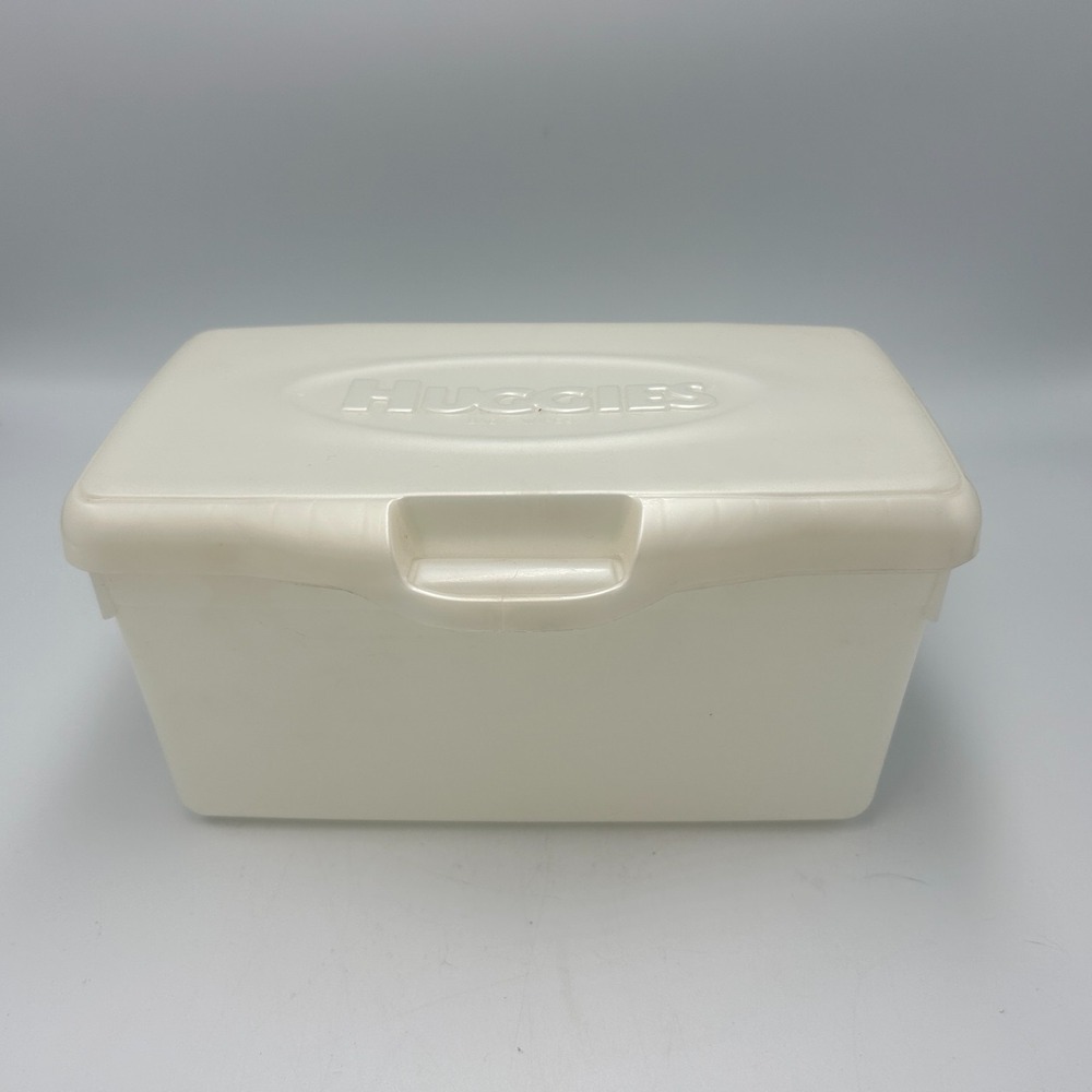 Huggies Baby Wipes Container Empty Tub Refillable White Vintage Reusable Storage